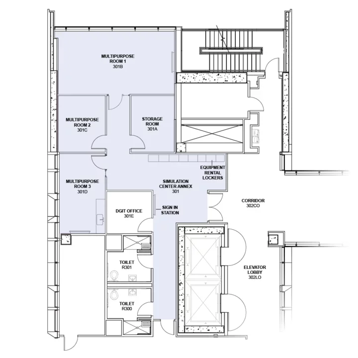 Geffen Hall Room 301 - UCLA Simulation Center Annex