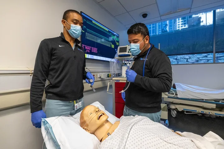 UCLA medical students participating in simulation scenario
