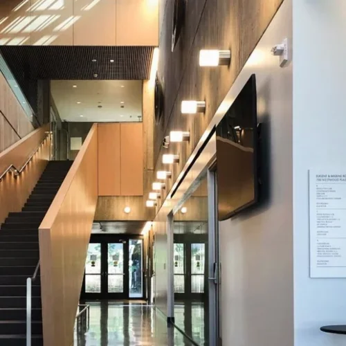 The entryway of Rosenfeld Hall