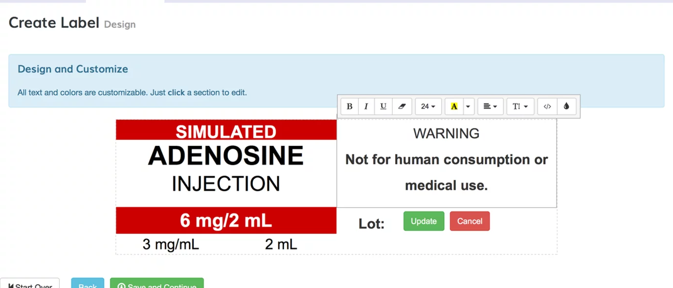 Designing Simulated Drug Labels with SOPHIE