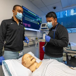 UCLA medical students participating in simulation scenario